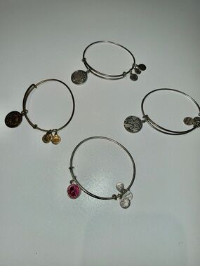 Alex and Ani Bangle Bracelet with Pink Crystal Charm